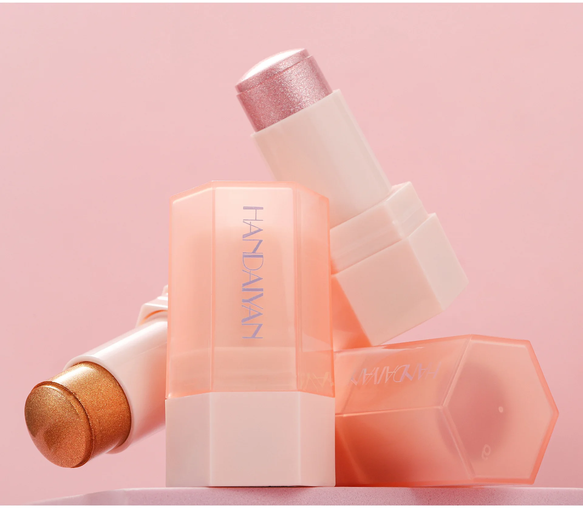 6색 젤리 아이섀도 하이라이트 스틱 글리터 쉬머 오래 지속되는 고안료 젤 기반 메이크업 하이라이터(얼굴 및 바디용)