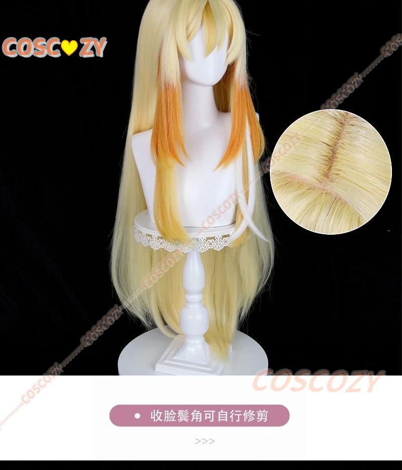 Peruka Cosplay Genshin Impact Rhinedottir Blond Pomarańczowa Długie Włosy Hexenzirkel Złoty Cztery Odcienie Halloween Party dla Kobiet Dziewczyn Rekwizyt
