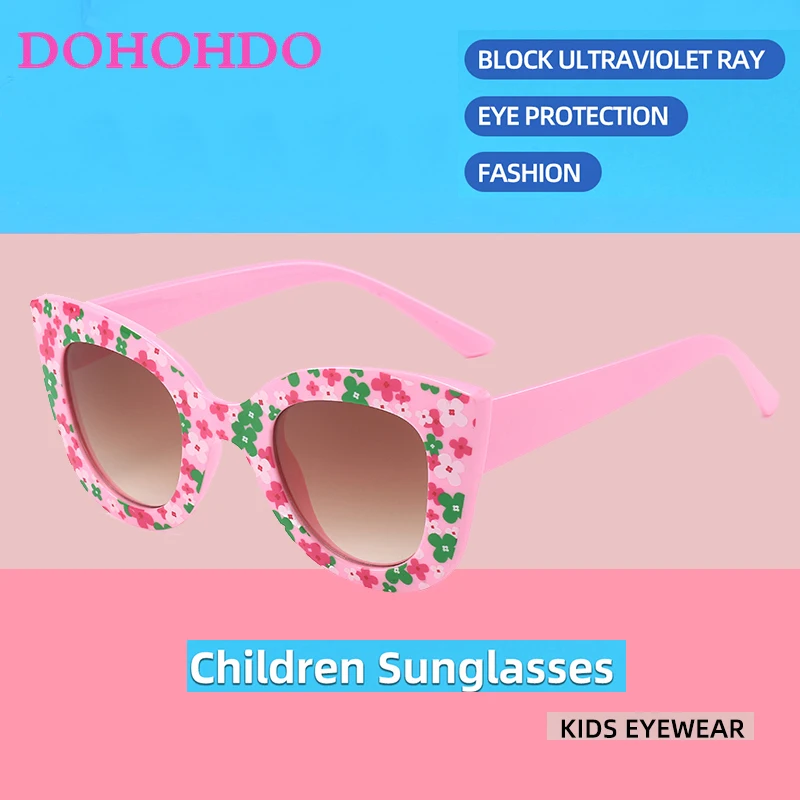 2025 Summer Children Flowers Cat Eye Sunglasses Boys Girls Cute Cartoon Rainbow Sunglasses UV400 Protection Classic Kid Eyewear