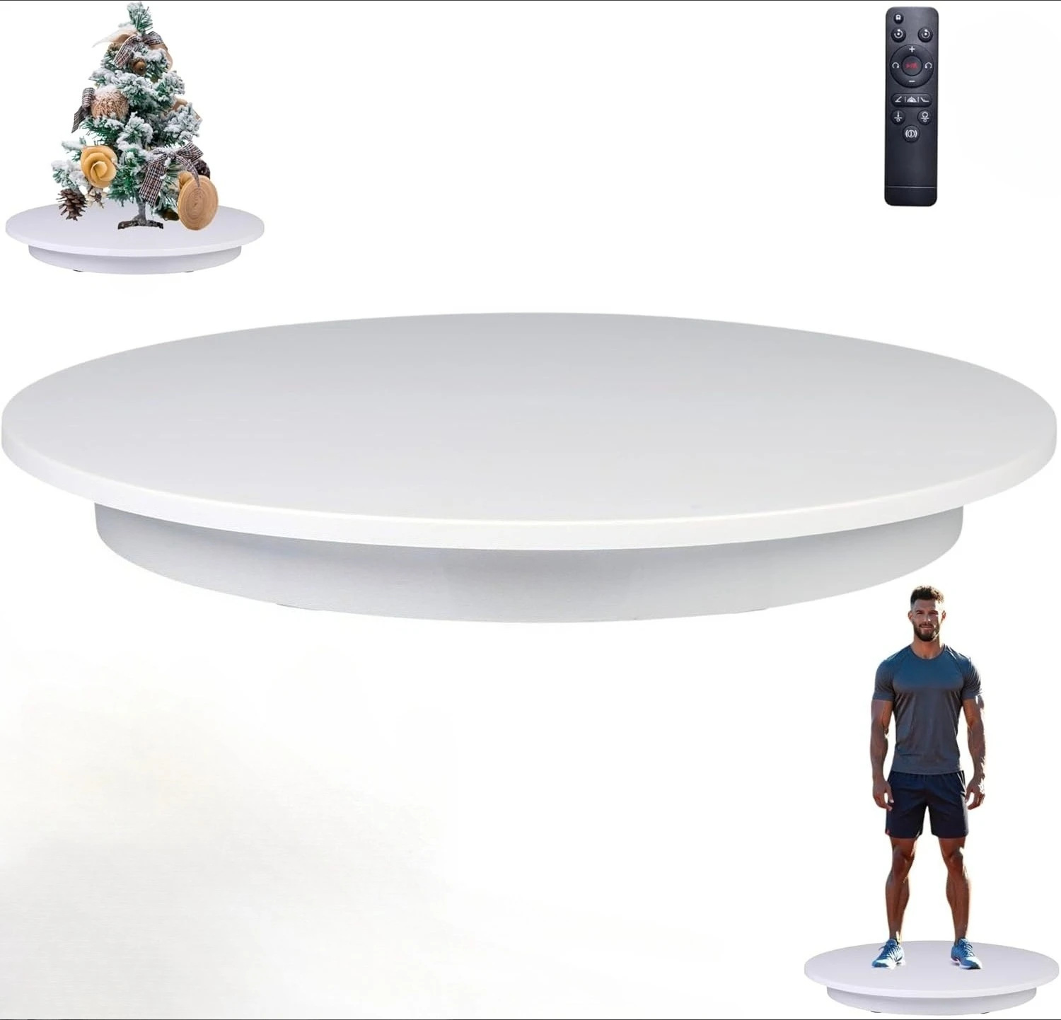 Rotating Display Stand,350Lbs Load360 Degree ElectricRotating Potography Turntable for Products DisplayLive Show(White/11.8inch)