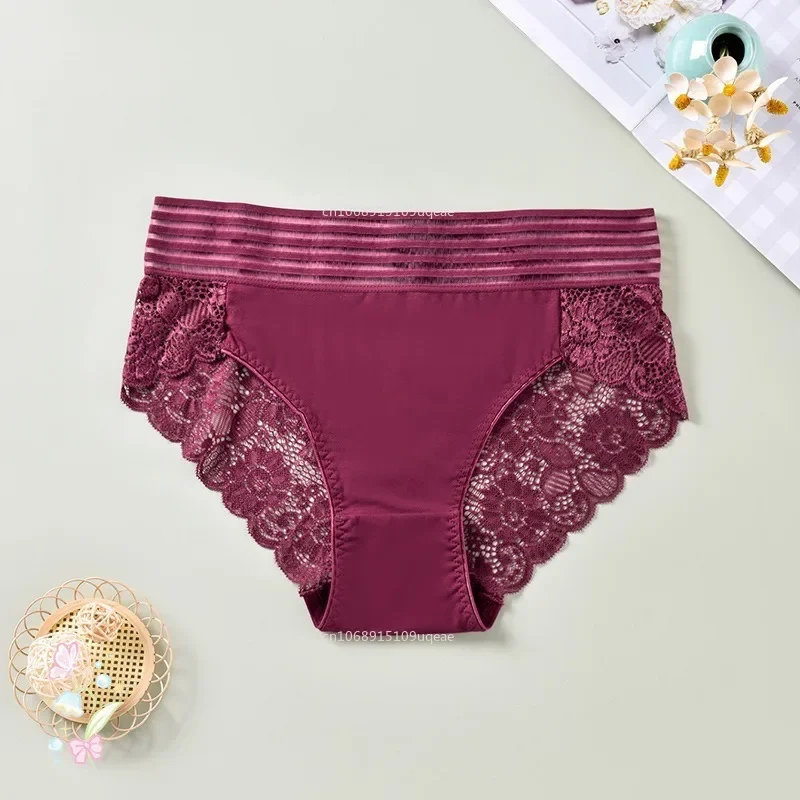 Nuevos calzoncillos sexis de encaje para mujer, calzoncillos de colores sólidos y transpirables, lencería íntima, bragas, lencería sin costuras, lencería para mujer