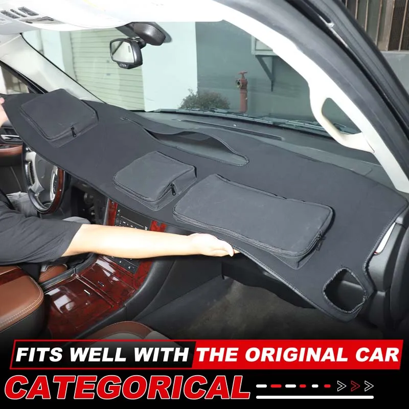 لكاديلاك إسكاليد 2007-2014 جلد الغنم لوحة سيارة المنظم حصيرة تخزين الوسادة تستيفها المنظم اكسسوارات