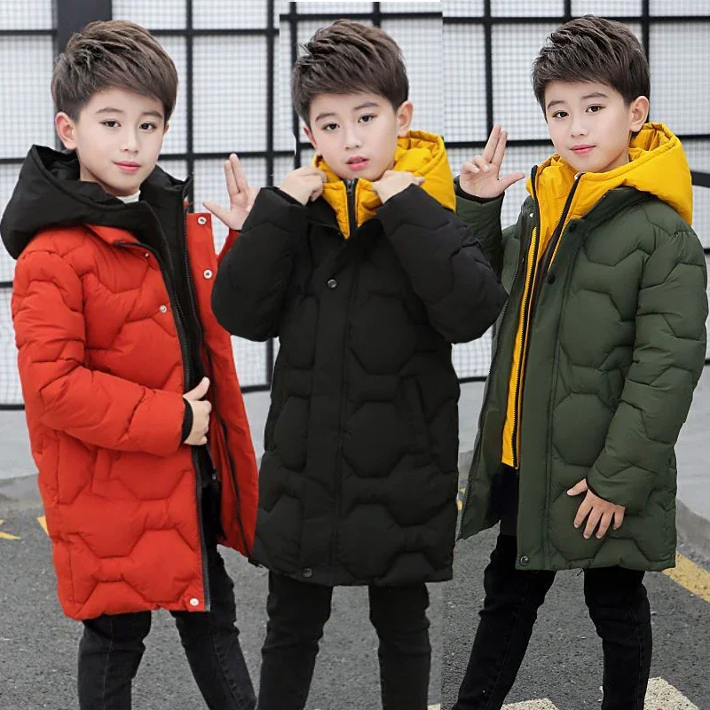 4-14 Years New Winter Girls Jacket Faux Two-piece Keep Warm Hooded Thick Outerwear For Kids Children Cold Resistant Clothes