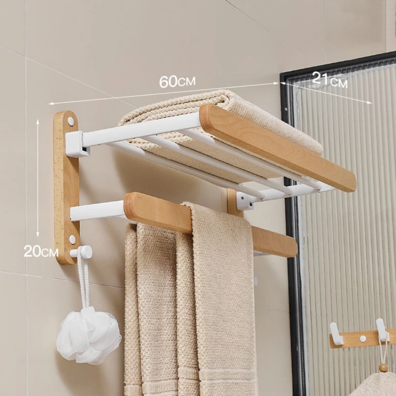 Beech towel rack no punch bathroom shelf toilet wall mounted washroom storage organizer bath towel holder bathroom accessories