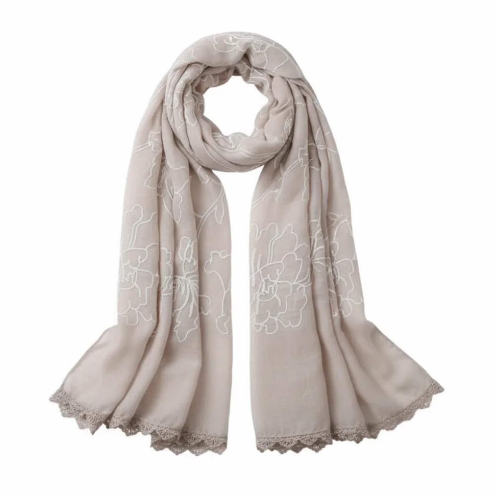 

Универсальный элегантный вышитый шарф 180*90 см, тонкая солнцезащитная накидка, шаль с вышивкой, однотонный дизайн, палантины и накидки для женщин