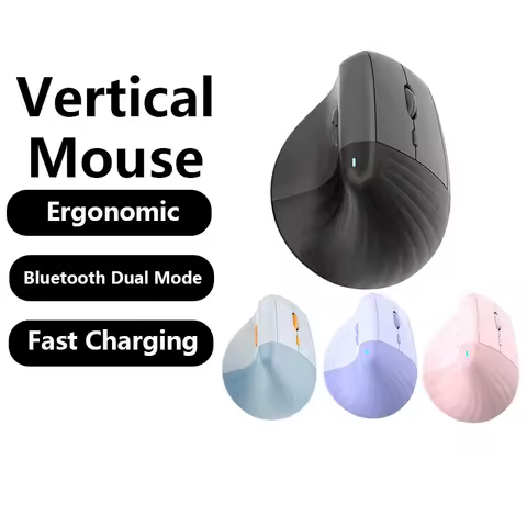 Ergonomic Wireless Vertical Mouse 2.4G Bluetooth Dual Mode Silent Click Rechargeable Optical Computer Mouse for Laptop PC Office