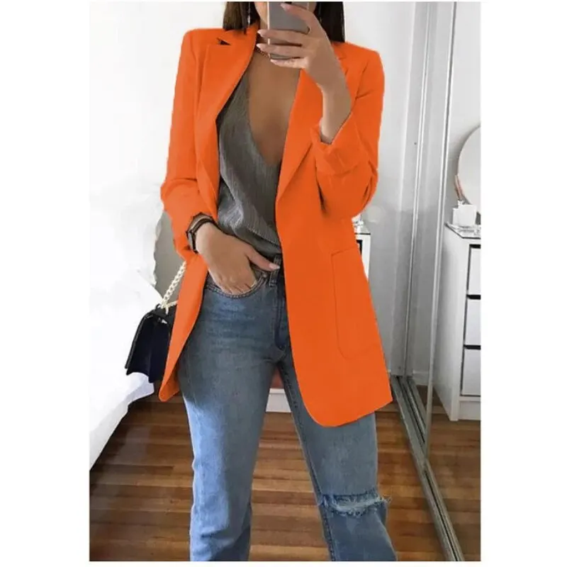 Plus Size Blazer Odzież damska Casual Cardigan Jesienno-zimowy płaszcz Solidny duży płaszcz z klapami Grace Fashion Odzież wierzchnia