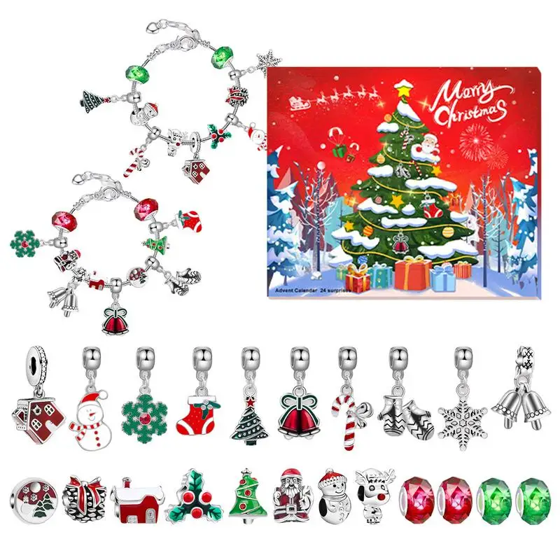

Charm Bracelet Advent Calendar Alloy Bracelet Charm Advent Calendar 24 Day Countdown To Christmas 22 Charm Beads 2 Bracelets