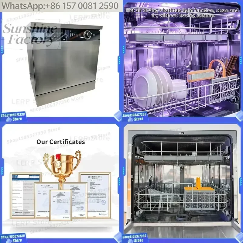 Freestanding/Built-in Dishwasher 8-10 Place Setting Universal/Eco/Quick Wash Self-Clean & Soak Programs for Home Use