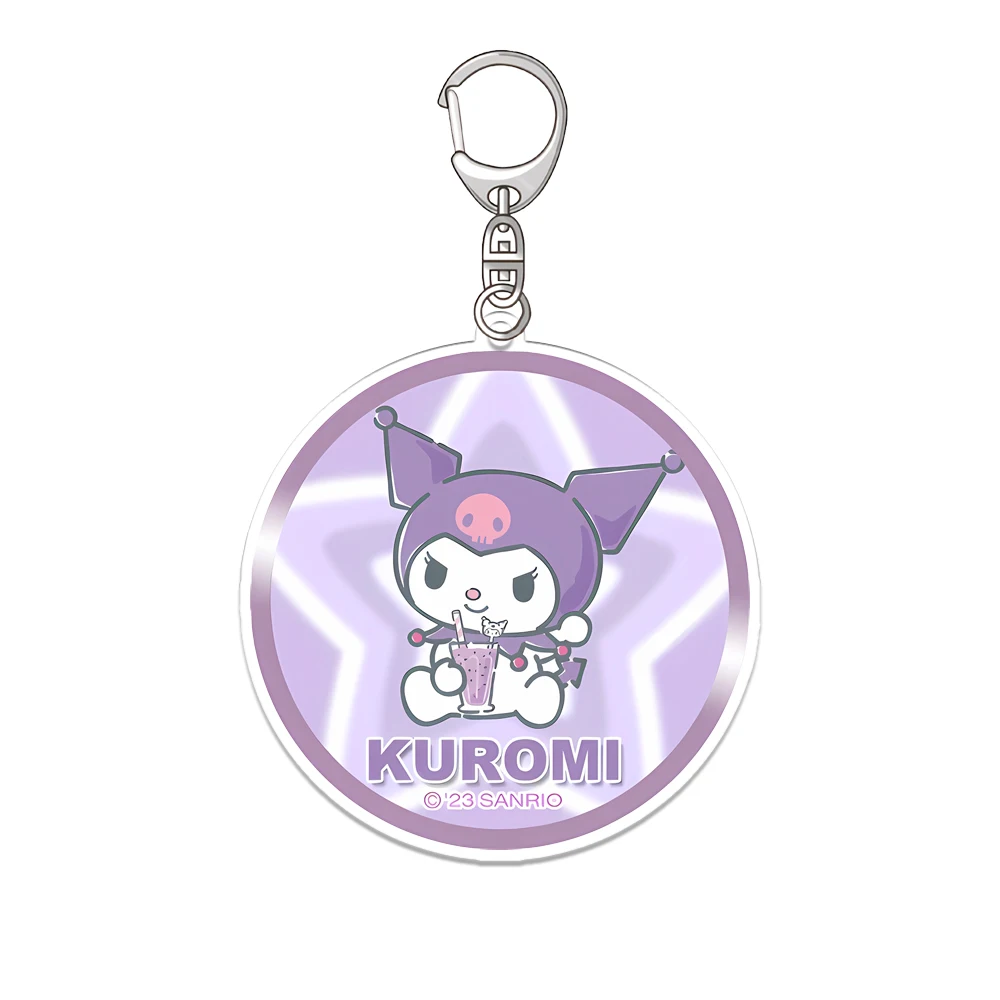 New Kuromi Hello Kitty Annual Badge Acrylic Cute Chubby Keychain Pendant Jewelry Car Girl Gift Bag Charms Figure Key Ring