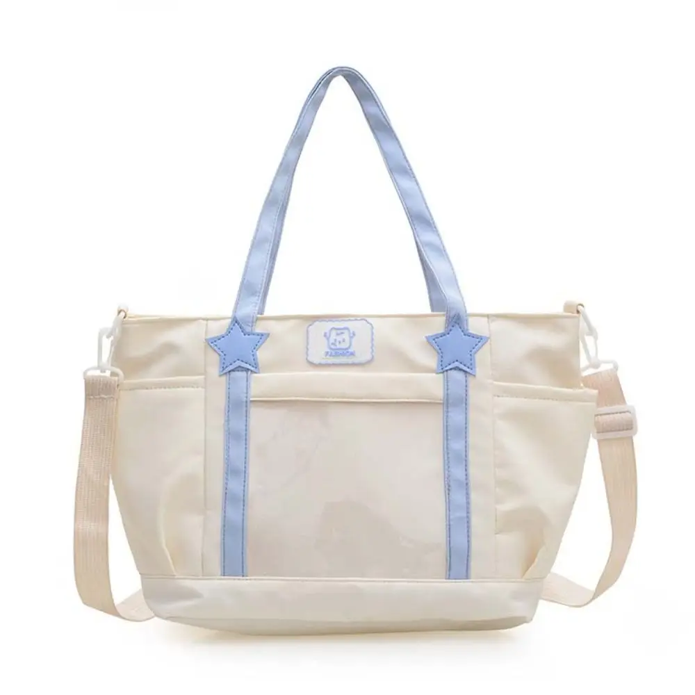 

Fashion Nylon Tote Bag Transparent Waterproof Crossbody Bag Large Capacity Casual Student Handbag