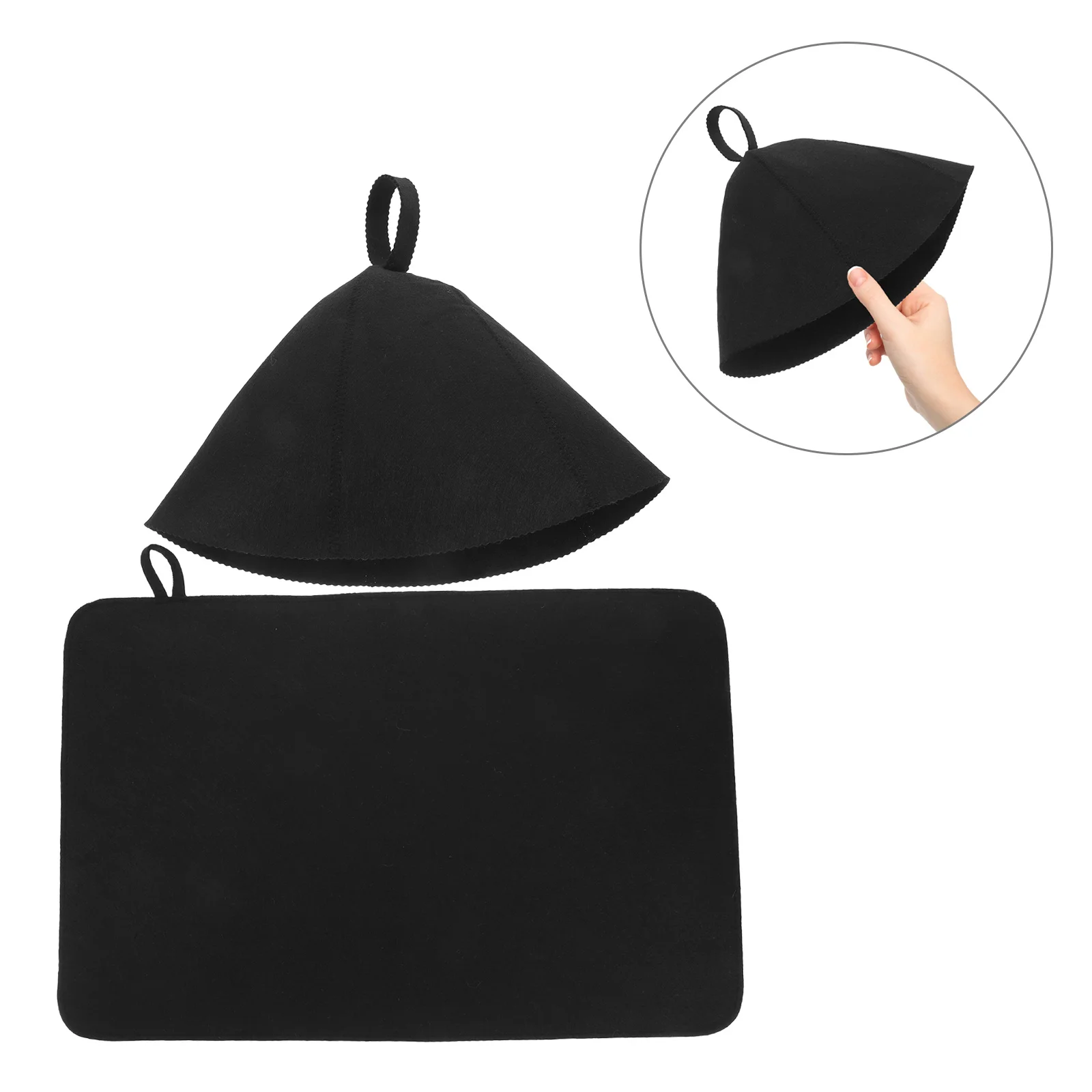 1Set Felt Sauna Hat and Thick Seat Cushion Set Durable Soft Comfortable Sauna Accessories for Home