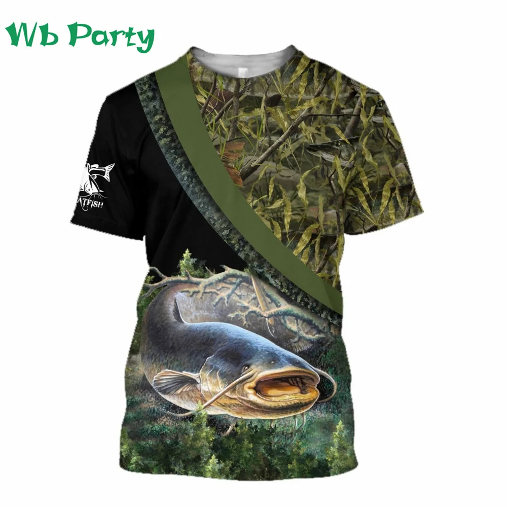 Men's Summer T-shirt Brook Trout Fishing 3D Printed Mens Clothing Fashion Graphic T shirts O-Neck Short Sleeve Tee Harajuku Tops