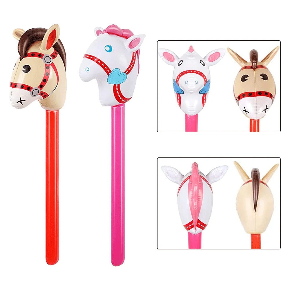 2Pcs 37in Pferd Stick PVC Aufblasbare Pferd Kopf Stick Luftballons Western Cowgirl Cowboy Party Decor Bauernhof Pferd Geburtstag Party geschenk – Detail 1