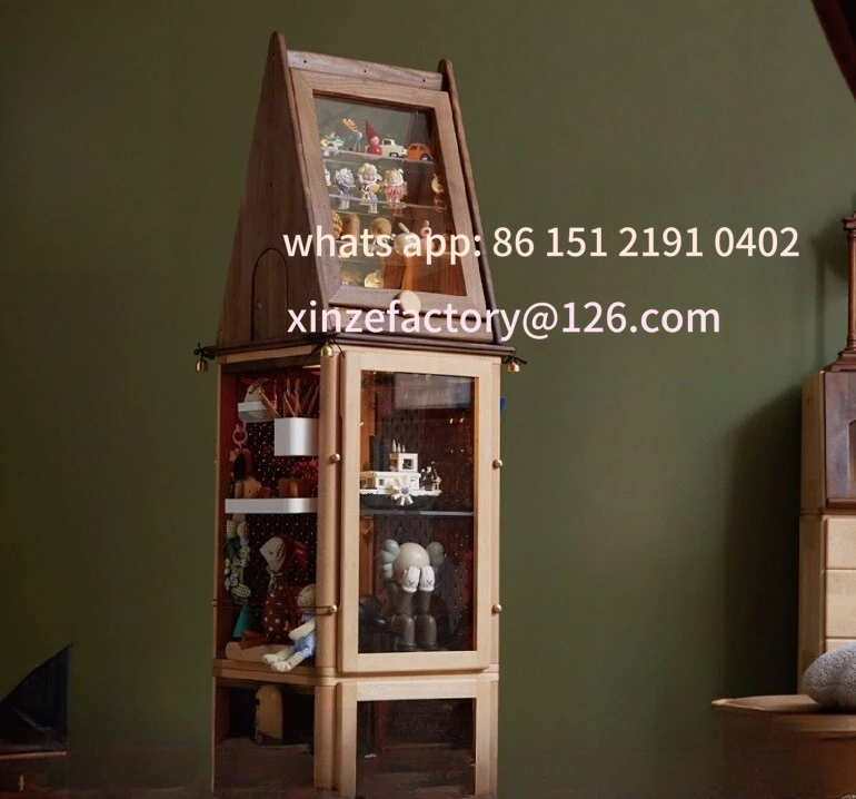 Be suitable for magic hat rotating figure cabinet solid wood music blind box high corner shelf storage bookcase customizable