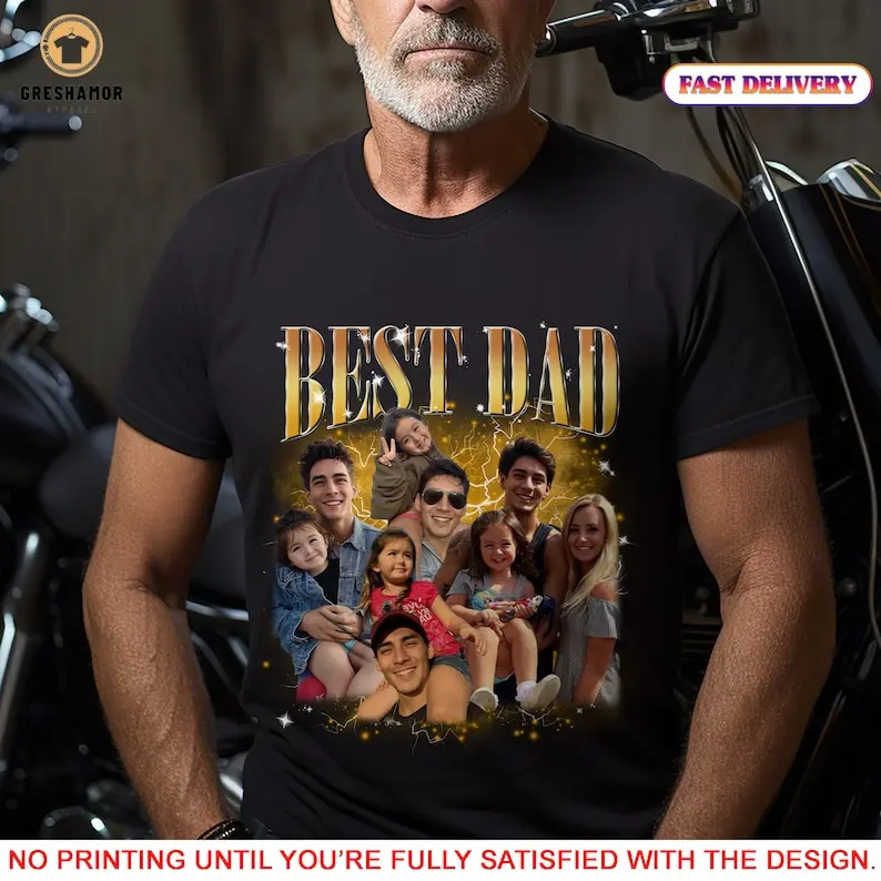 Dad Customized Photo Shirt, Funny Fathers Day Gift for Best Tshirt, Step Fathers Day Gift for Est 2024