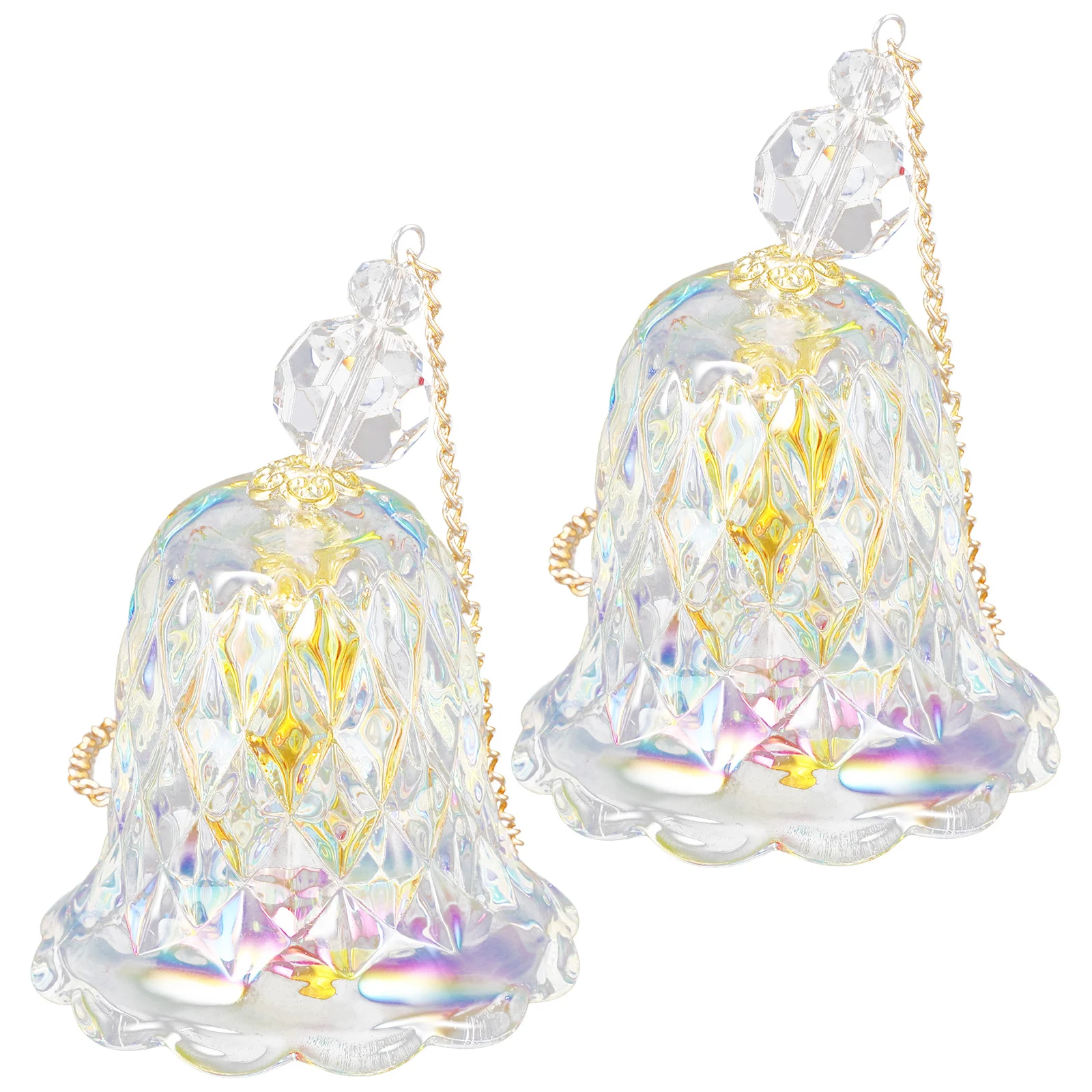 

2Pcs Crystal Hanging Sun Catcher Rainbow Prism Pendant Bell Shape Window Decor Garden Hanging Ornament Crystal