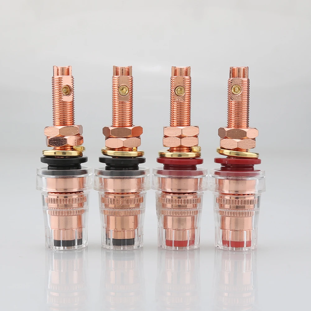 

4PCS Hi-End Pure Red Copper Hifi audio Amplifier Speaker Banana Plug Female Terminal Binding Post Socket