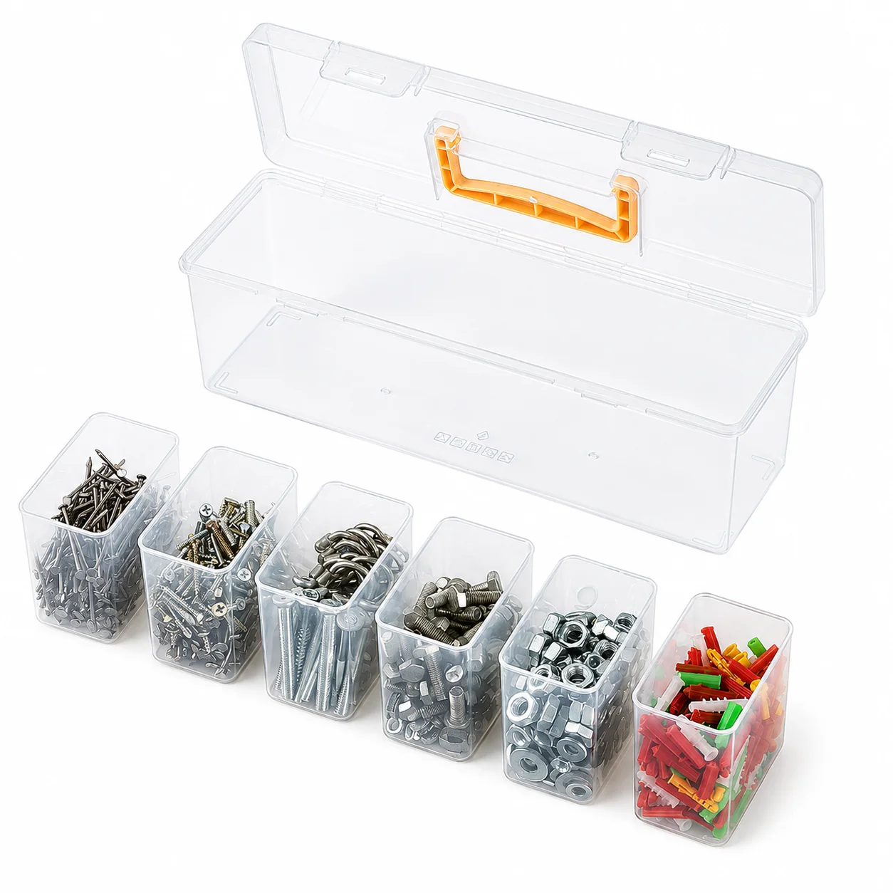7-in-1 Portable Hardware Storage Box ,6 Detachable Small Bins,Multifunctional Organizer for Screws,Nuts & Household Small Parts image 6