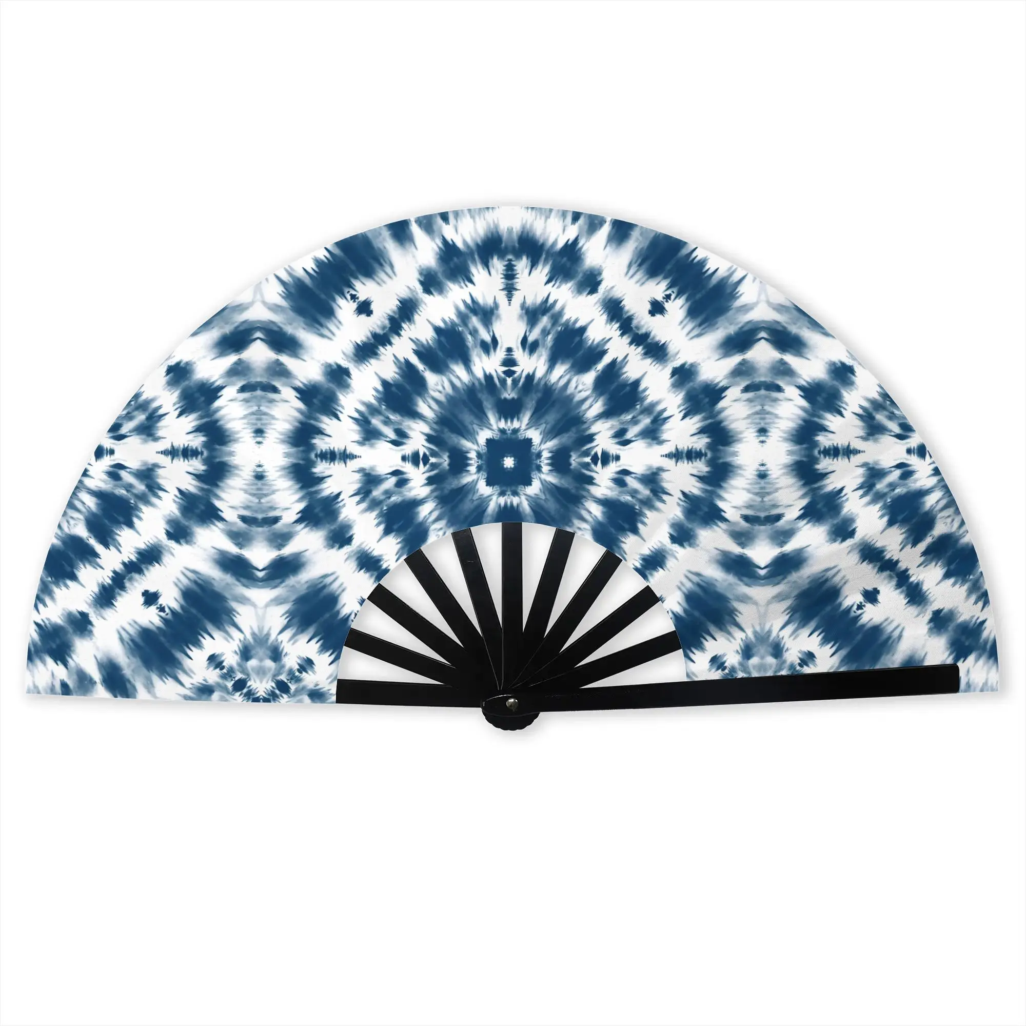 Customized Tie Dye Portable Pocket Fan Camping  Polyester Folding Fan Chinese Dance Handheld Cooling Fans