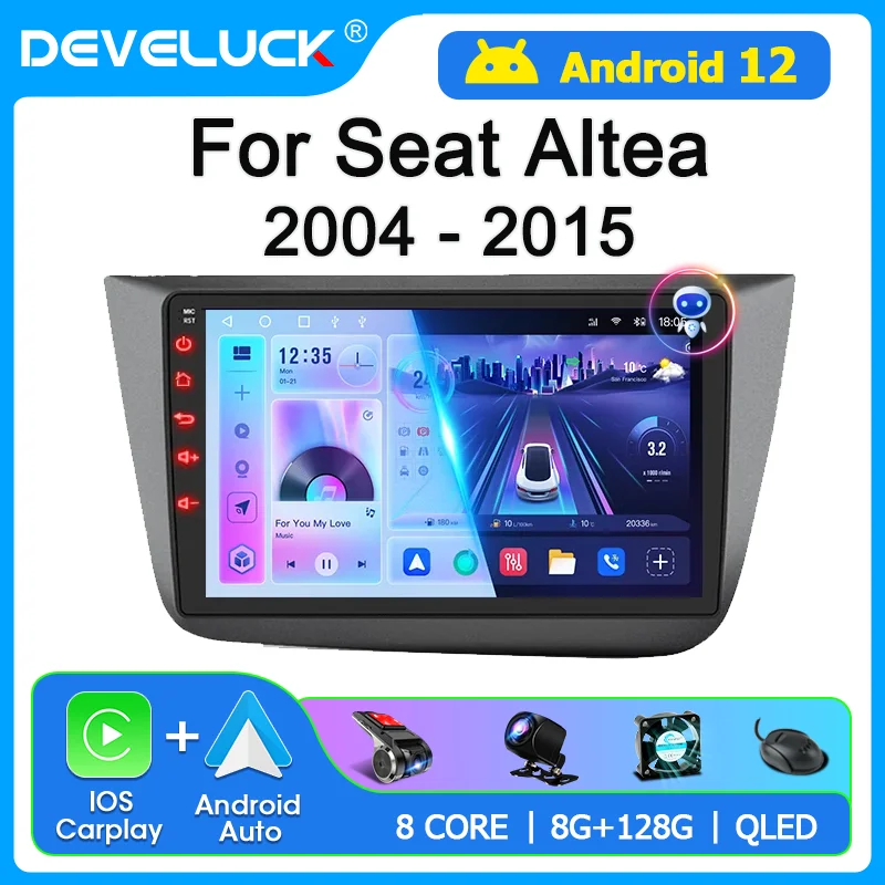 Android Auto Carplay Car Radio For Seat Altea 2004-2015 Toledo III 3 2004-2009 Multimedia Player Autoradio Navigation GPS DVD