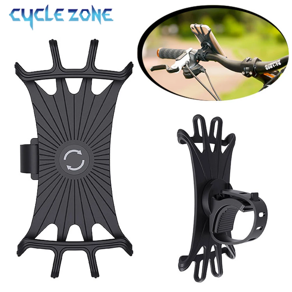 Universele Siliconen Fietshouder Verwijderbare Schokbestendige Draaibare Motorfiets Mount Stuur Telefoonhouder Fietsaccessoire