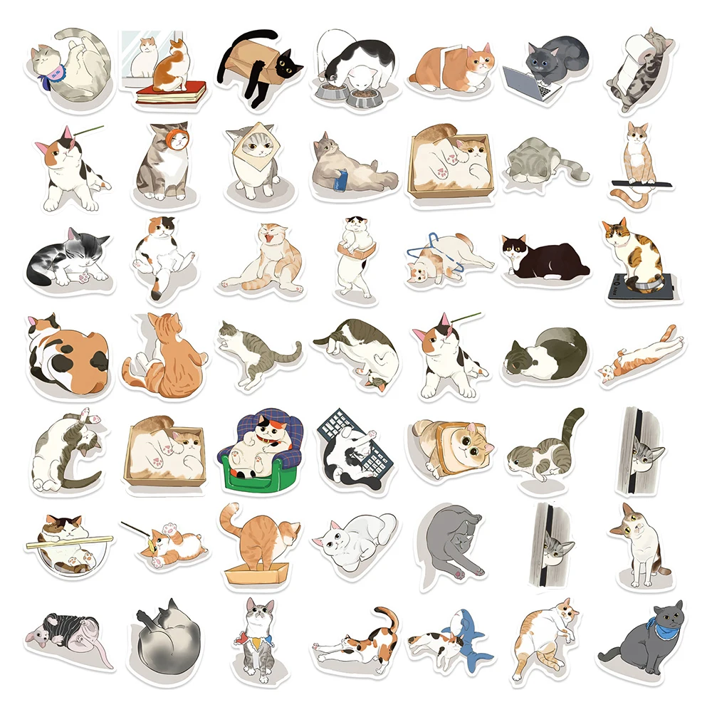 10/30/50 قطعة أنيمي الحيوان القط الحياة اليومية ملصقات لطيف الإبداعية المائية الكرتون الشارات حقيبة الهاتف الثلاجة مذكرات ملصق لعبة #6