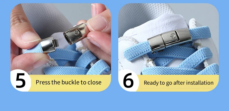 Flache, elastische Schnürsenkel ohne Binden für Sneaker, mit Druckknopfverschluss, Metallschalter, Logo-Schnürsenkel für Kinder und Erwachsene, schnell und einfach – Detail 12