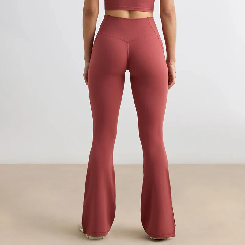 سراويل يوجا واسعة الخصر للنساء - ملمس عاري، رفع المؤخرة، سراويل ضيقة واسعة الساق بفتحة جانبية (نمط الاتحاد الأوروبي/الولايات المتحدة) #3