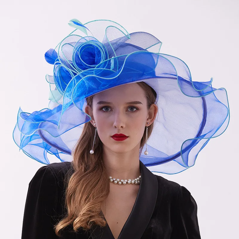 4788 Fashion Hat For Women Large Wide Brim Kentucky Organza Derby Hats Sfeea6ea8acc74c248b5eeb4c453cb  main image 2
