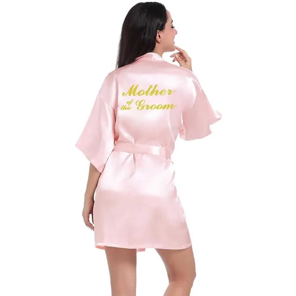 

Женские атласные халаты-кимоно с золотыми блестками для невесты, подружек невесты, свадебной вечеринки, подготовки к свадьбе, пижамы, банные халаты