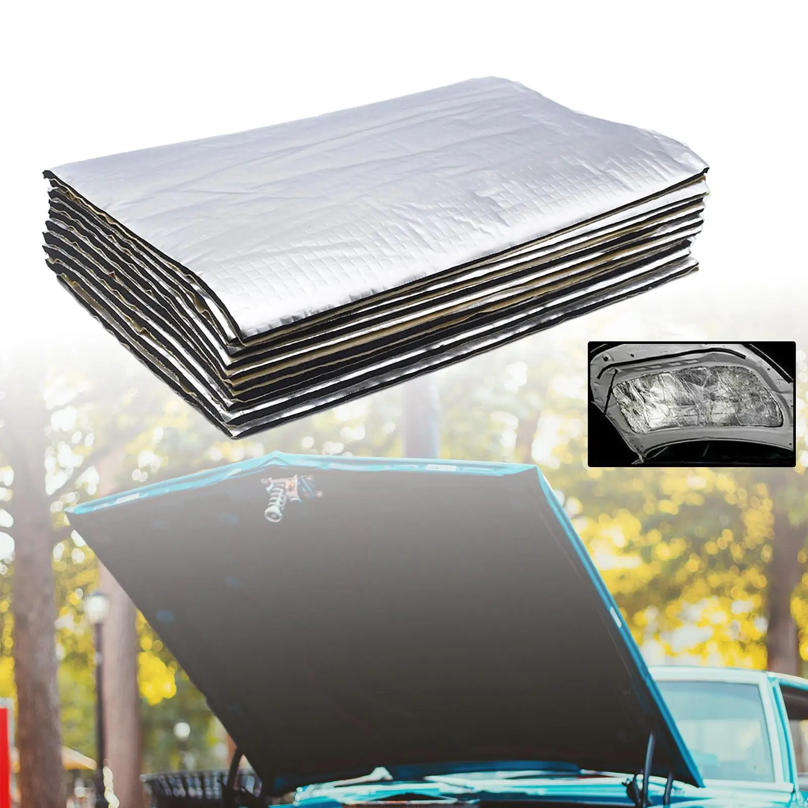 10 Pieces Sound Heat Insulation Mat Heat Shield Pads Heatproof Insulation Pads Soundproofing Car Mats for