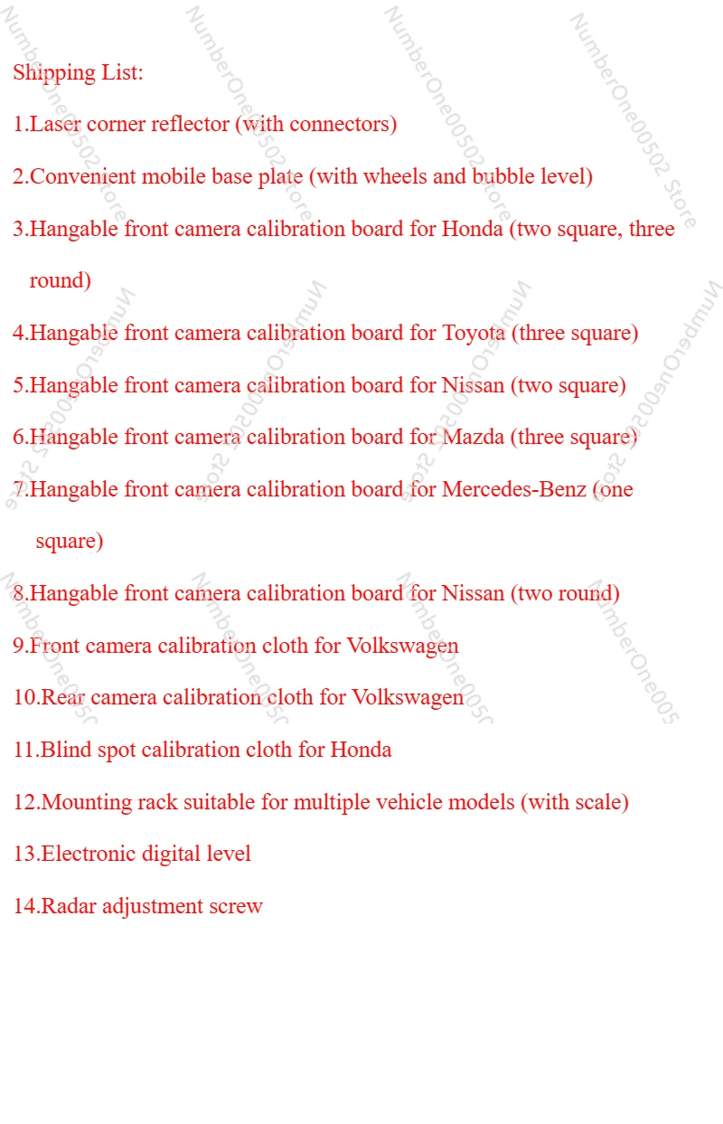 

Complete ADAS Calibration Kit ACC mmWave Radar Japanese Cars,Front Rear Camera for Toyota Honda VW Porsche, for Honda Blind Spot