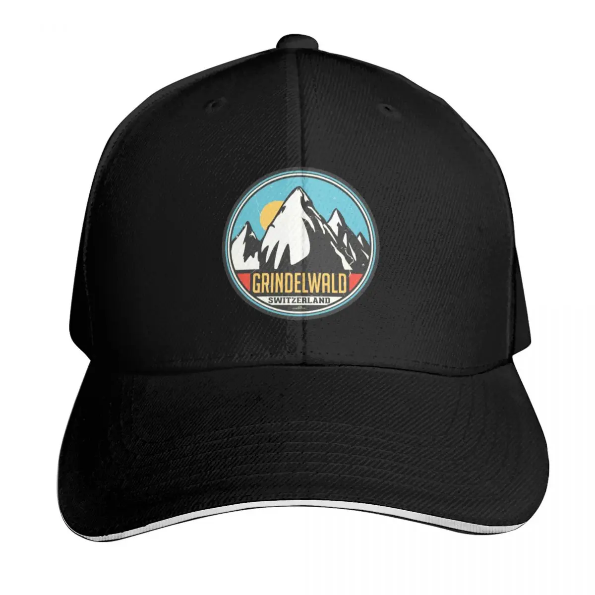 Grindelwald Ski Switzerland Skiing Alps Sticker T-Shirt 02 Baseball Cap Men Women Casual Summer Sport Sun Cap