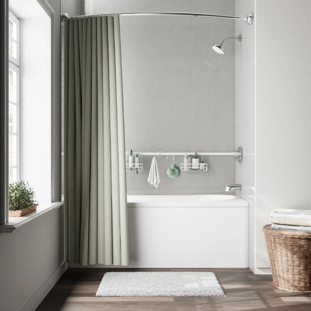 

Pull-Up Bathroom Organizer Rod Rack, No Tools Required, 4.85 - 6 ft., Rust Resistant, White