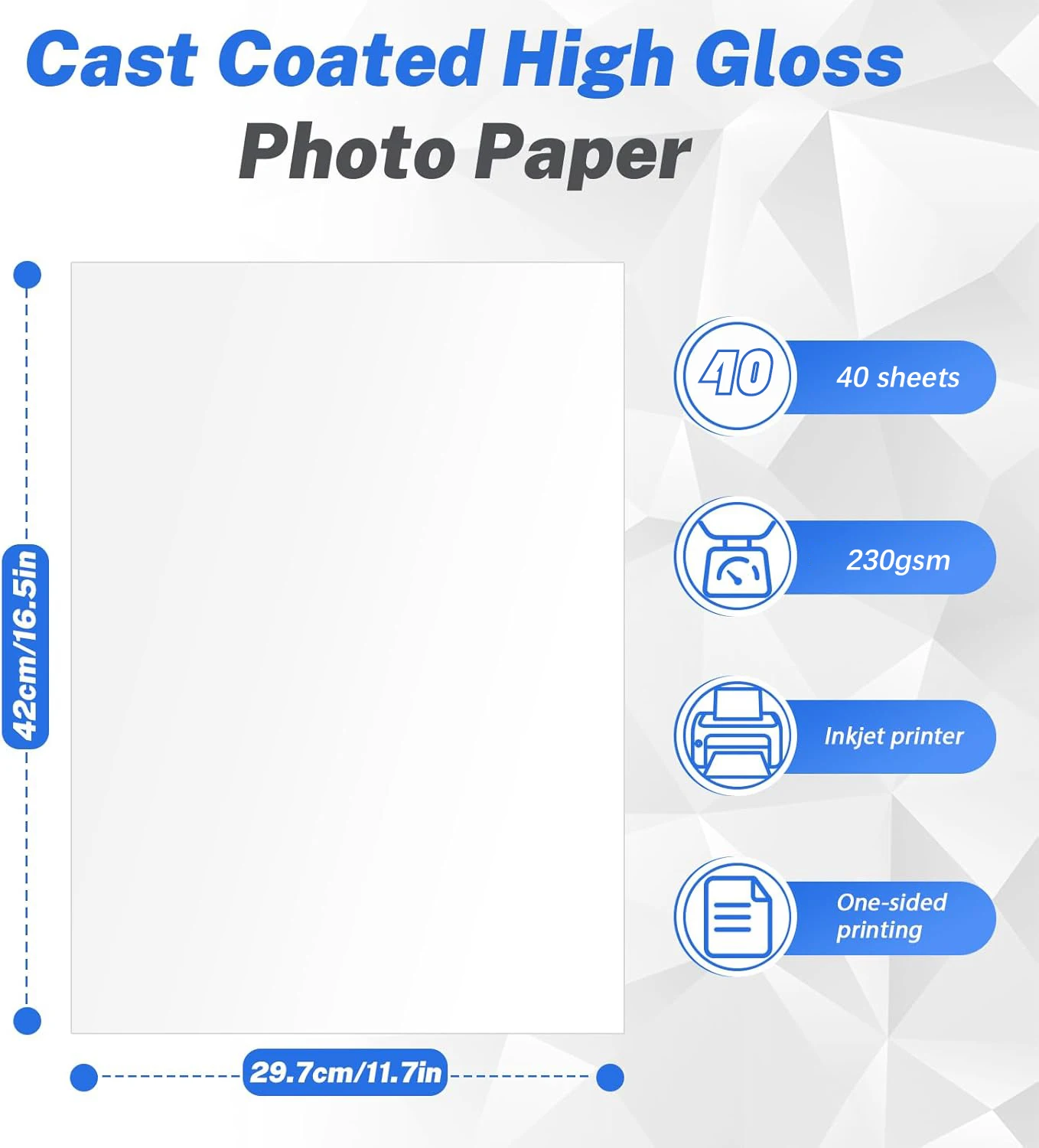 A3 Photo Paper, Waterproof Glossy for Photo Paper，Waterproof Embossed Card Paper Inkjet Photo Paper