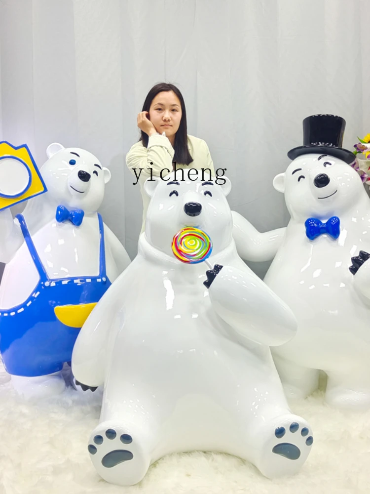 YY Polar Bear Floor Ornaments Cartoon Big White Bear Shopping Mall Housewarming Decoration