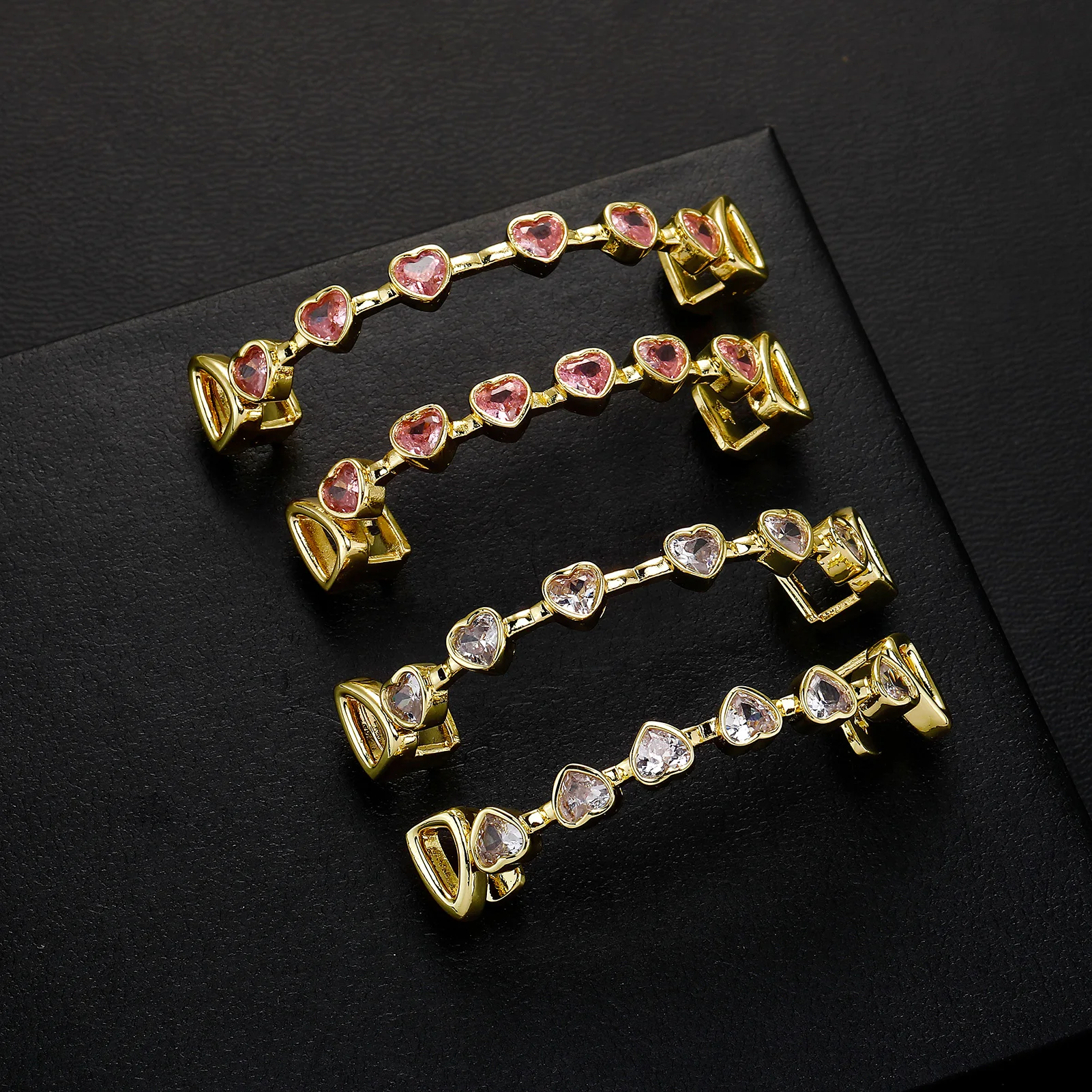JINAO Wunderschönes, eisrosa CZ-Stein-Grillz-Set mit 8 Zähnen, Glücks-Herz-Design, für Männer und Frauen, Ober- und Unterkiefer, glänzender Stern-Grill, Punk-Rapper, Weihnachten – Detail 8