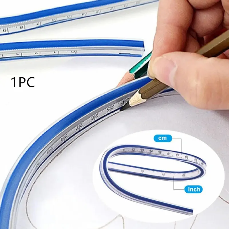 30cm Curved Ruler For Sewing Soft Flexible English And Metric Scale Rule Engineering Drafting Drawing Tool Sewing Accessories