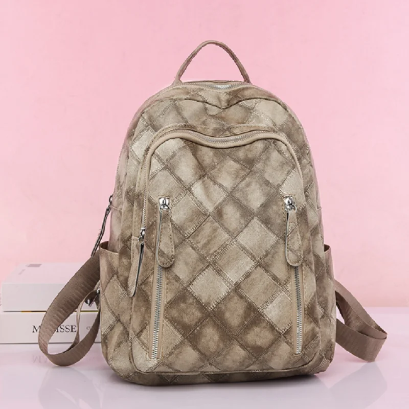 

New Korean Fashion High Quality Soft Leather Backpacks Women's Large Capacity Travel Shoulder Bags School Bag for Teenage Girls