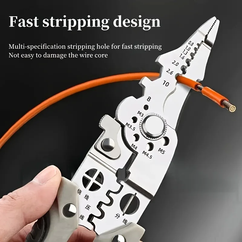 28 in 1 Multifunctional Electrician Pliers Stainless Steel Wire Cutting Stripping Tool for Wiring Twisting Nail Pulling