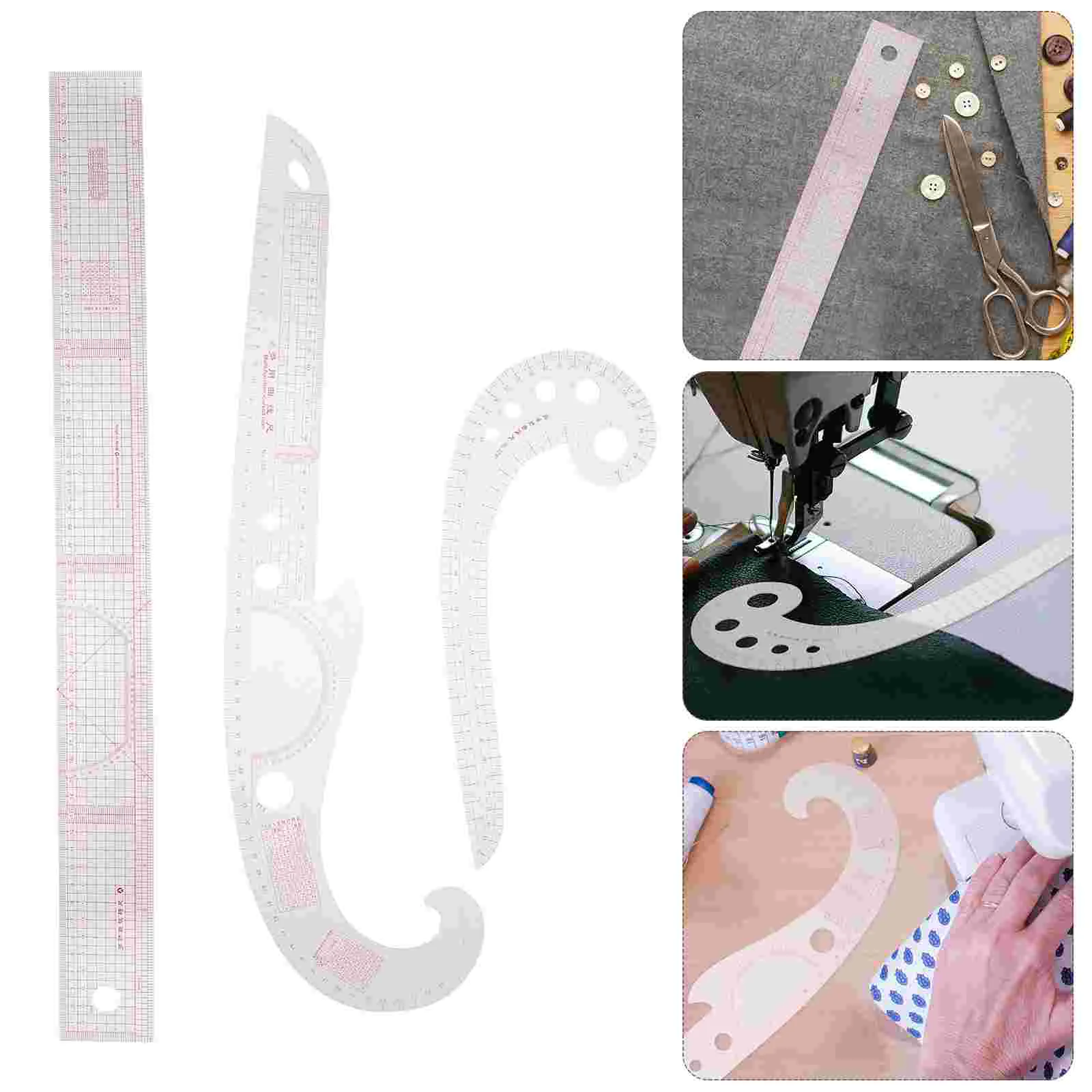 3 Pcs Make Plate and Put Ruler Board Curve Pattern Rulers Sewing Supplies Suite Making Plastic Measuring Tool Curved Tools