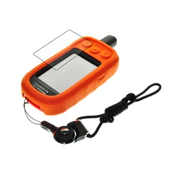 Liquid Silicone Case + Black Detachable Ring Neck Lanyard +Screen Protector Shield Film for Garmin Alpha 100 Alpha100
