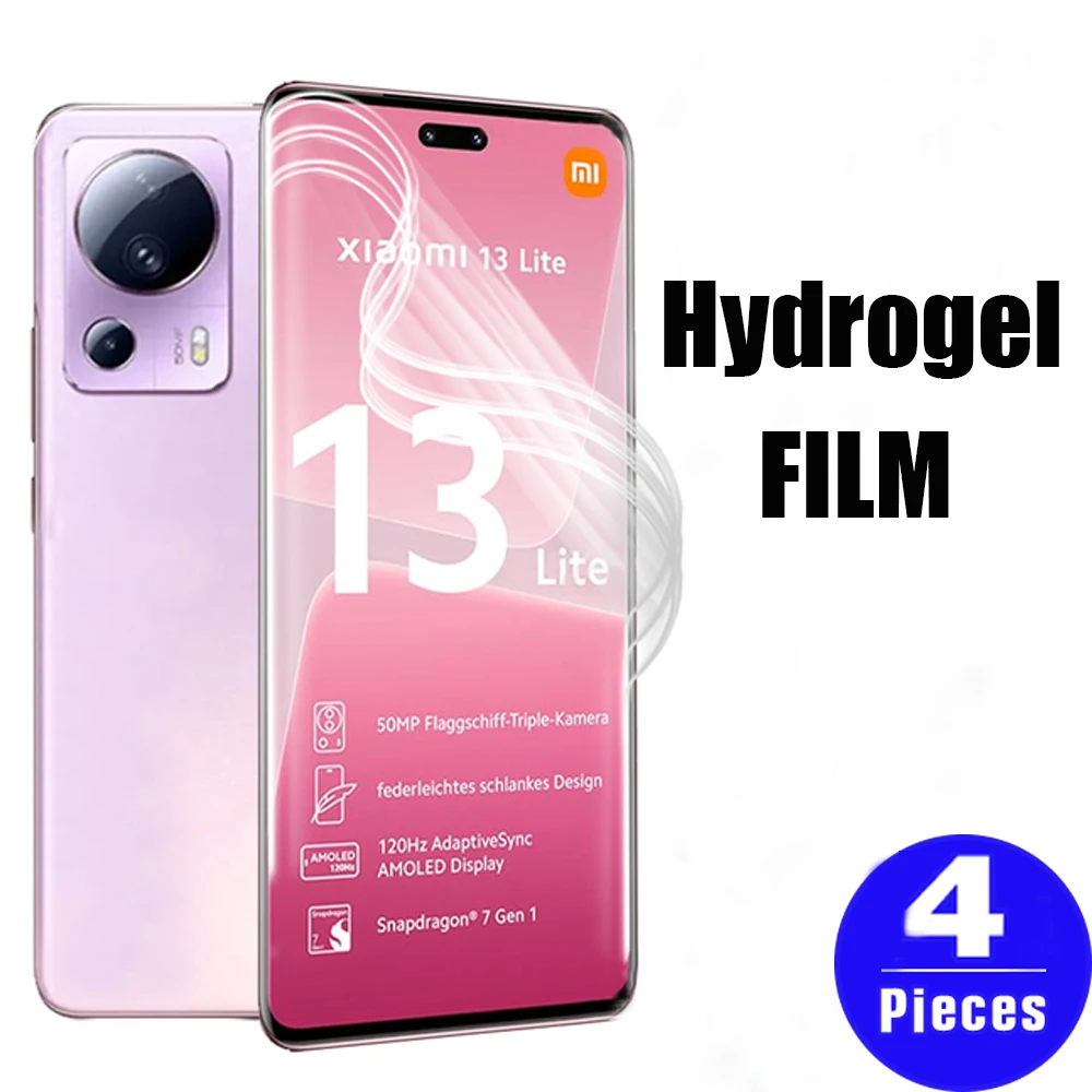 

4 шт., Гидрогелевая Защитная пленка для xiaomi 12 lite NE 12x12T 12s 13 pro 11 10 Ultra 11i 11x11T 10s 10T