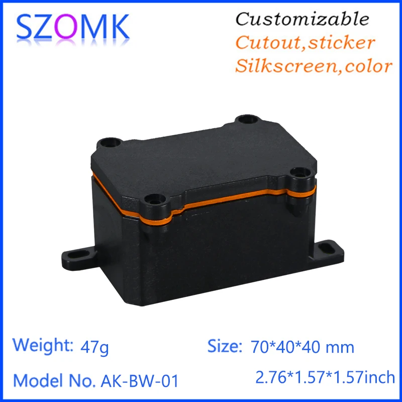 SZOMK AK-BW-01 70*40*40mm Customized Outdoor Pc Flame Retardant Ip68 Electronic Waterproof Plastic Enclosures Case