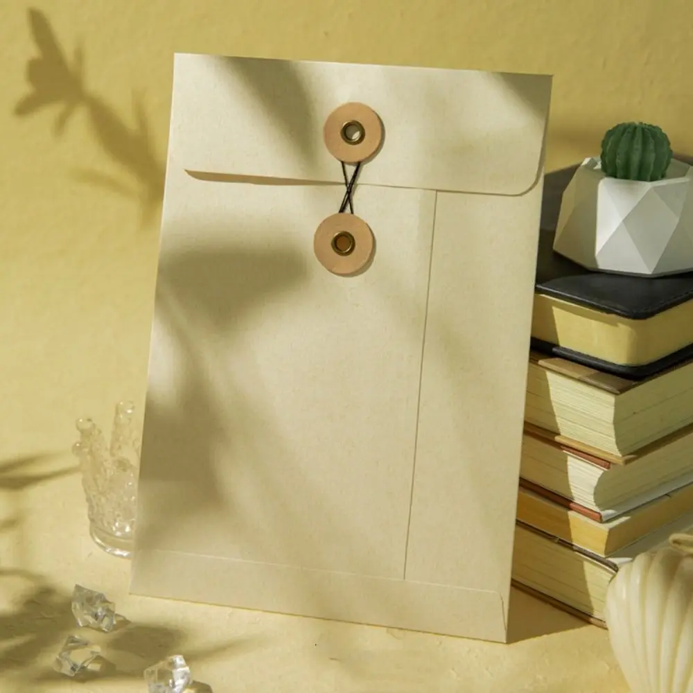 A4/A5 Kraft Paper Envelopes with String Tie Closure Clasp Retro Vintage Brown Envelopes Exquisite Invitation Card