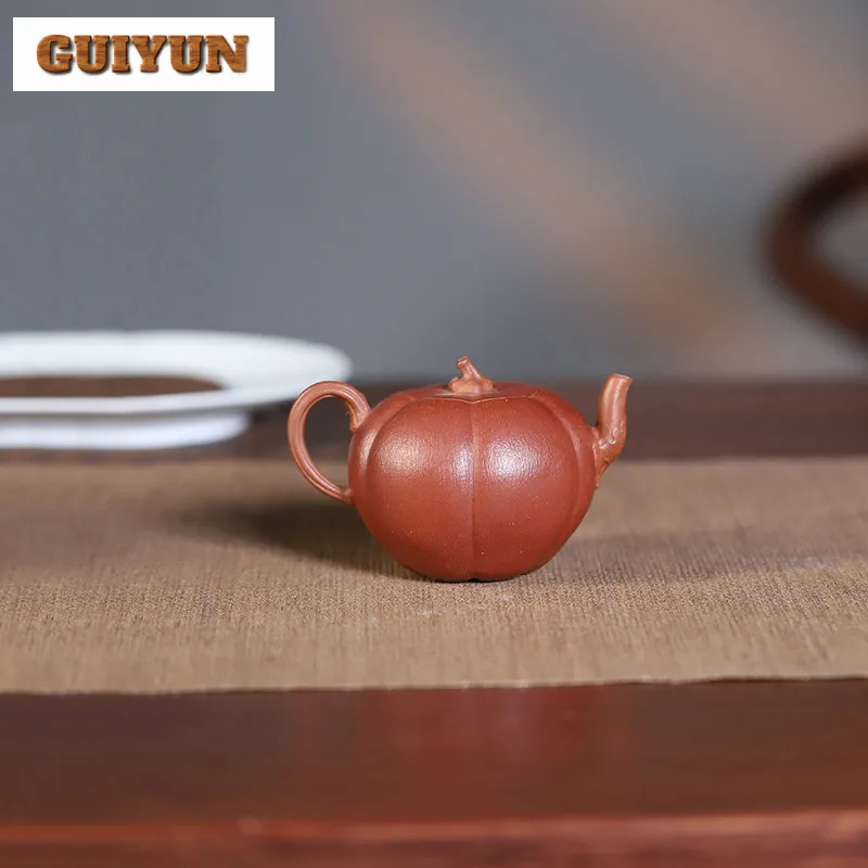 210ml High-end Yixing Purple Clay Teapots Famous Master Handmade Pumpkin Pot Raw Ore Section Mud Starch Kettle Zisha Teaset Gift