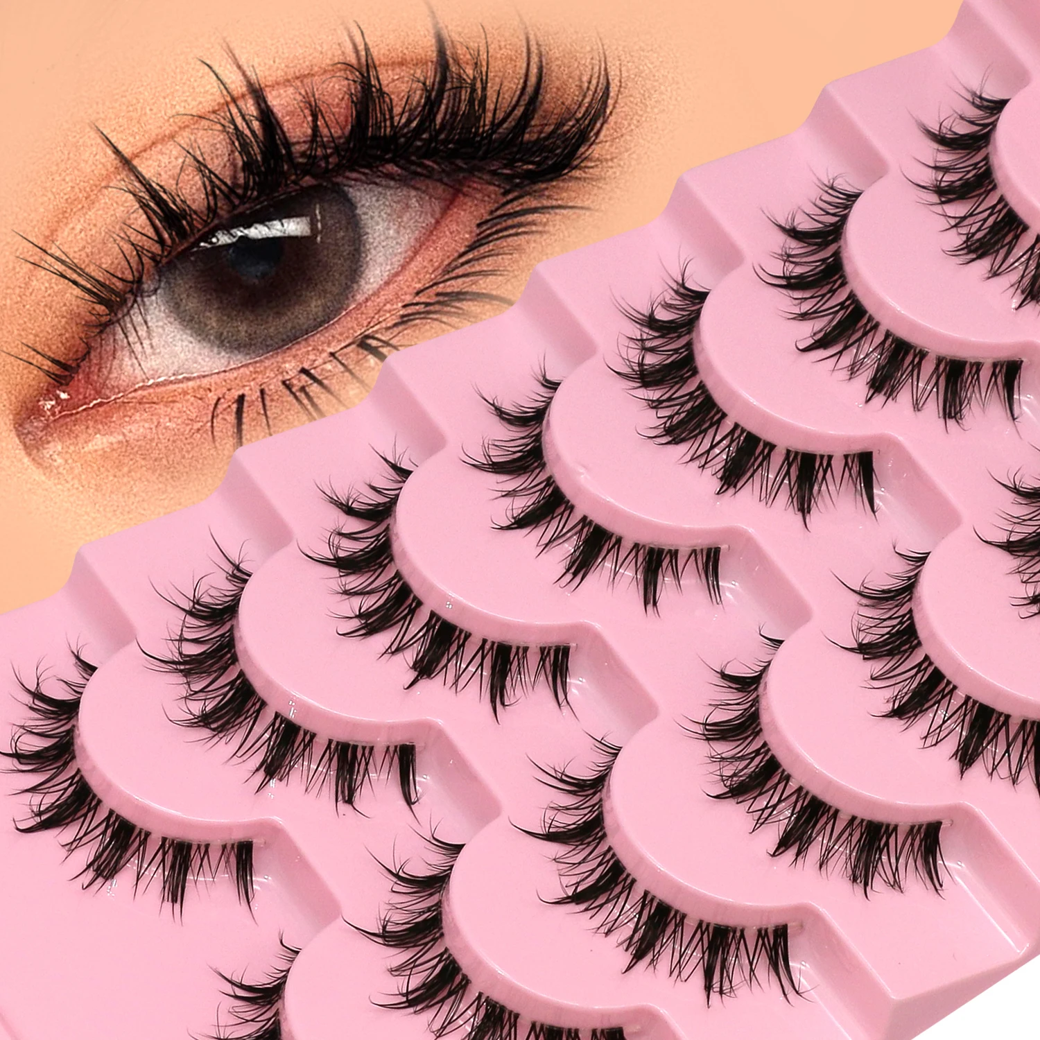 Lasvirey Pestanas olho de gato, curvatura natural, pestanas manga, novas pestanas postiças molhadas, pestanas postiças de vison falso 3D macio, extensão de maquilhagem