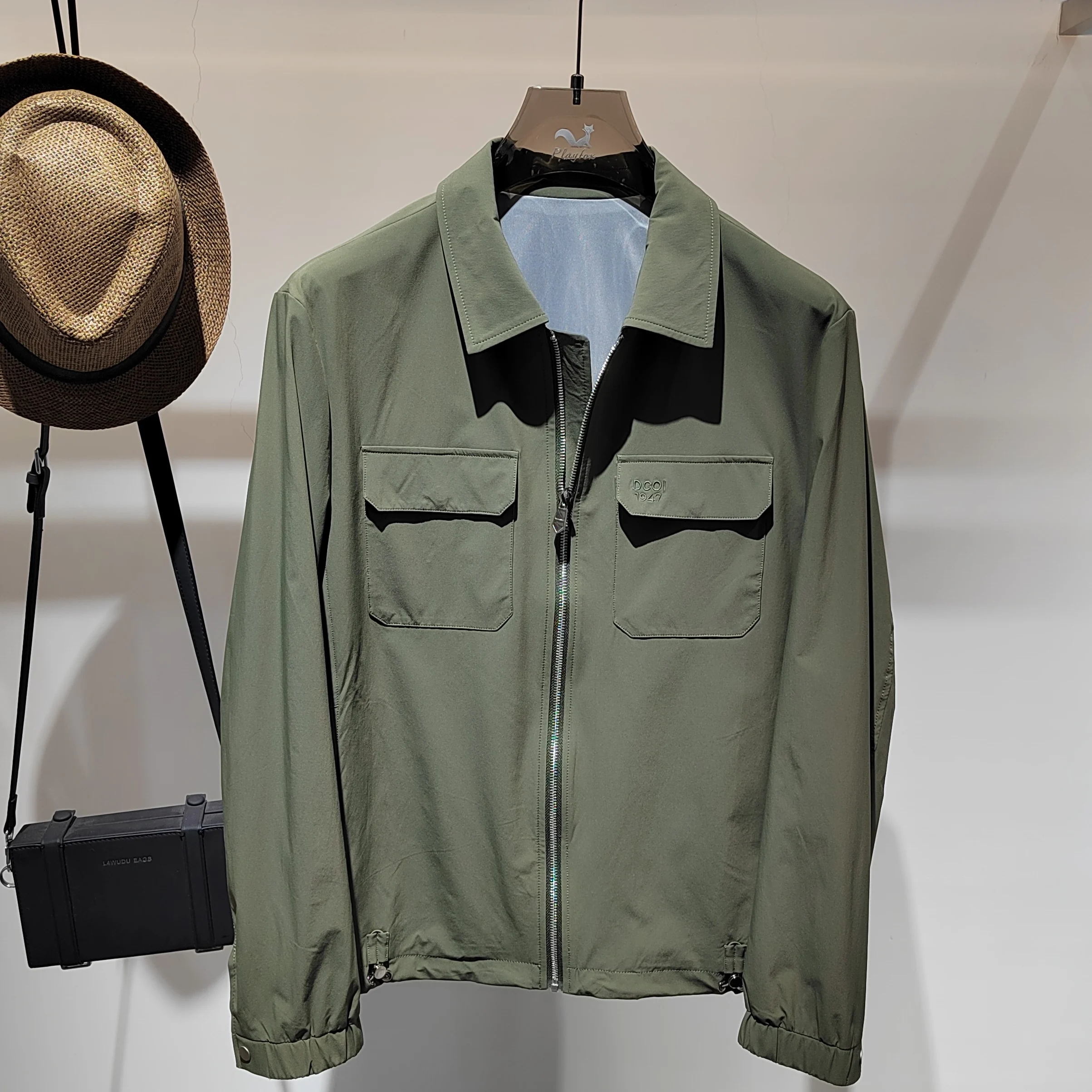 

Spring New Sle Slim Fit Long Sve Collared Workwear Jaet Men's Faionable Breathable Thin Outerwear Pure Color Top