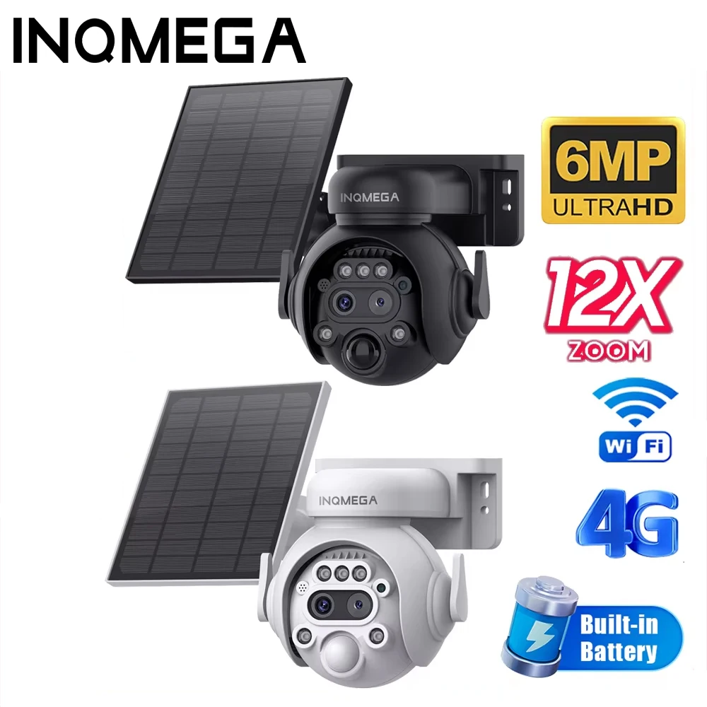 

INQMEGA 6MP 12X Solar Camera Outdoor Security Camera 7800mAh Rechargeable Battery 5W Solar Panel PIR Human Detection PTZ Camera